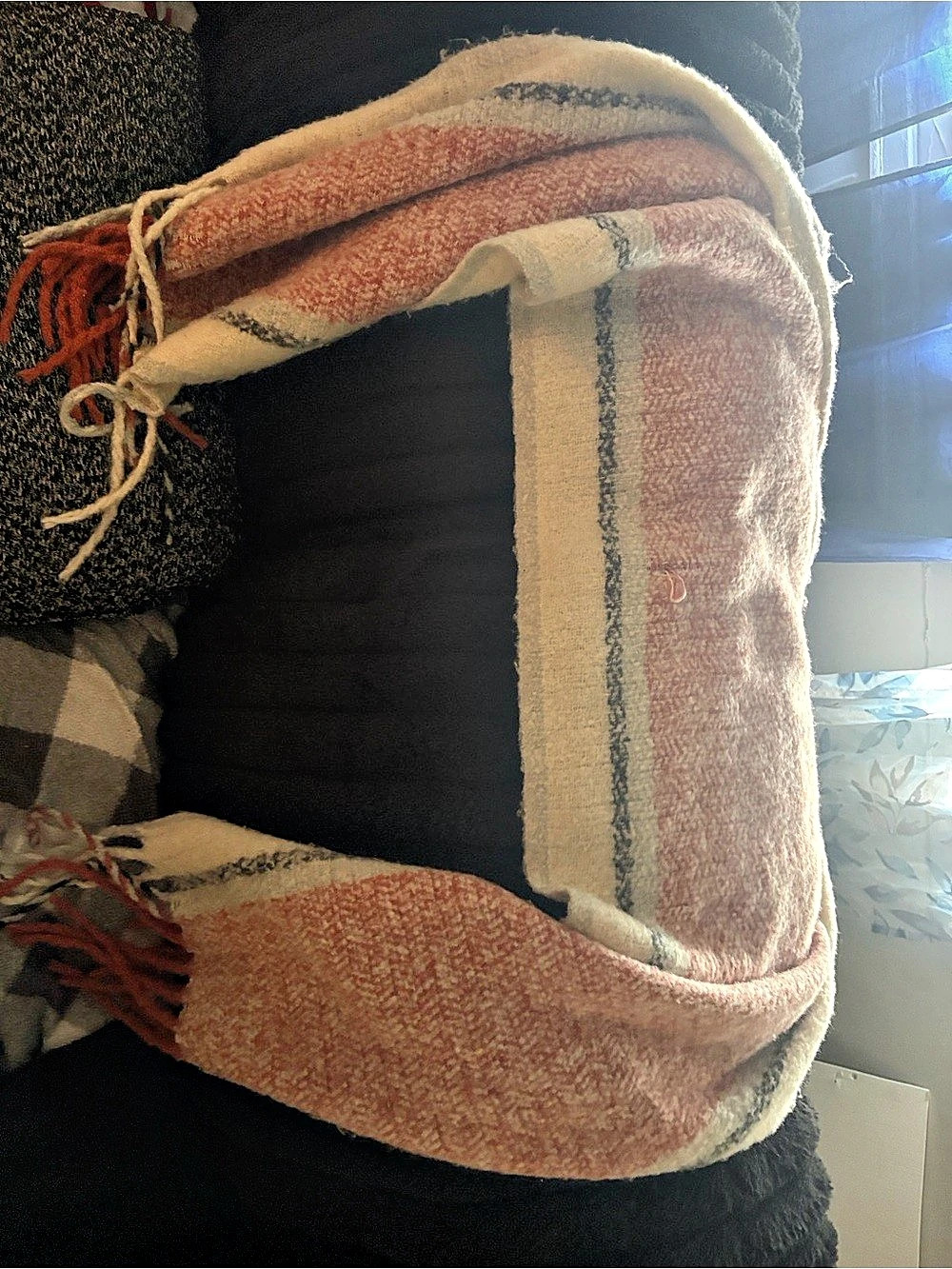Sonoma Striped Scarf in Pink & Cream